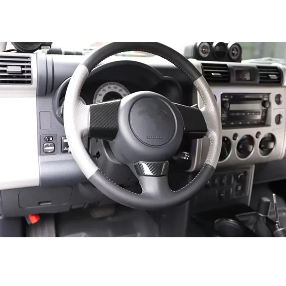 Car Steering Wheel Decoration Cover ABS Stickers For Toyota FJ Cruiser Interior Accessories Styling