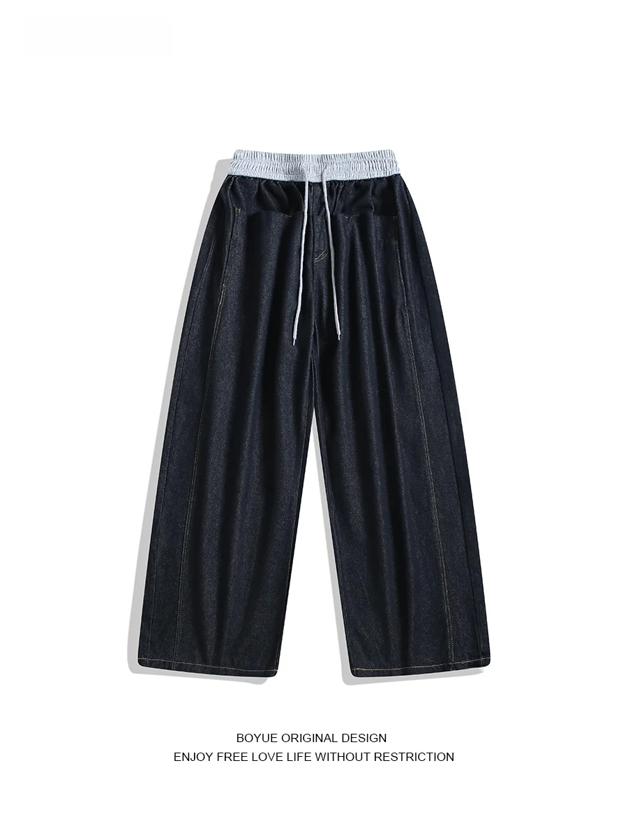 

Boyue Versatile Casual Waist Jeans Waed Outfit Street Sle Wide Leg Pants for Men And Women Comfortable Cotton Polyester B...