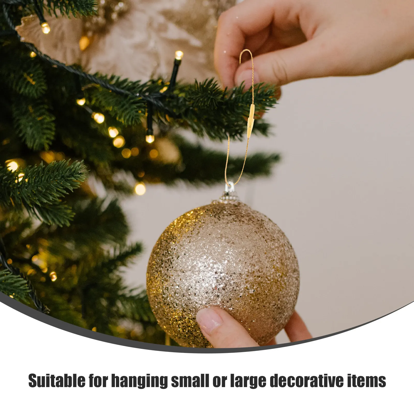 

100Pcs Precut Hanging Ropes for Christmas Ornaments Snap Closure Lightweight Fade Resistant Strings for Tree Decorations and