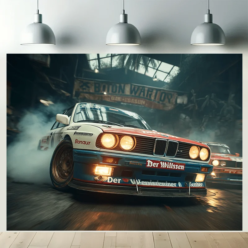 2D flach, 1 Stück atemberaubendes Supercar-Rennbanner – Partybanner und Fotohintergrund, Polyestermaterial-Hintergrundstoff – Detail 5