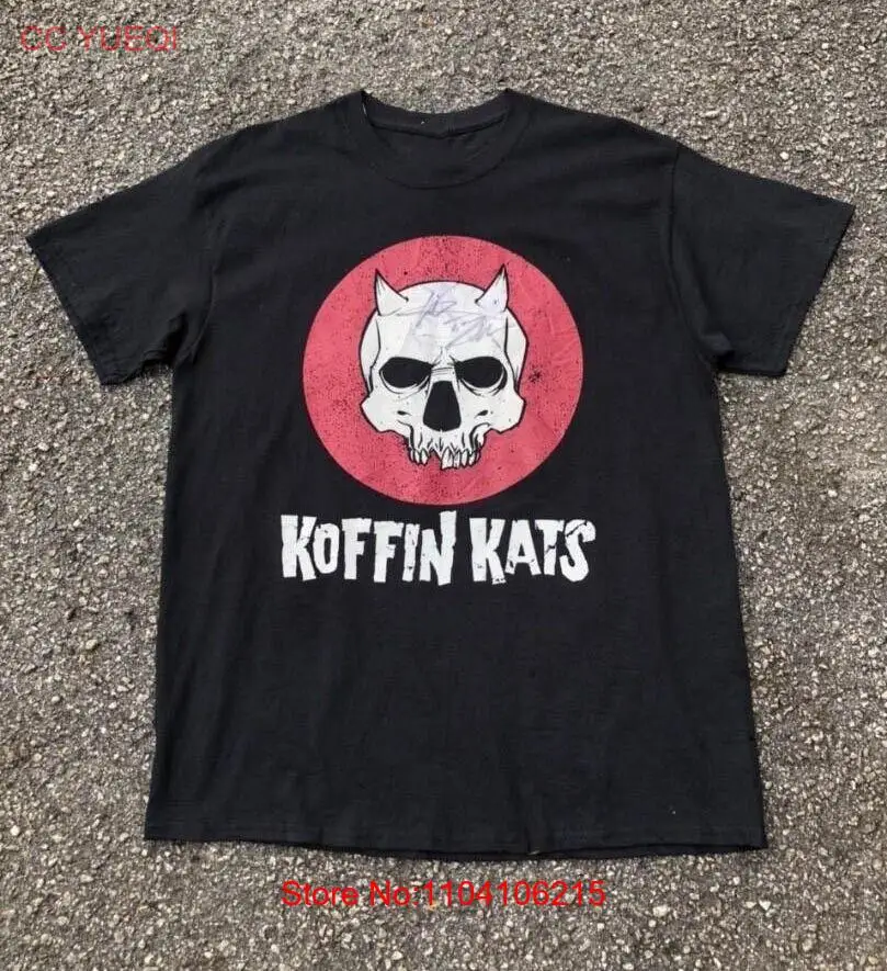 

Vtg The Koffin Kats Хлопковая черная рубашка в полный размер панк-рок-группы для мужчин KN193