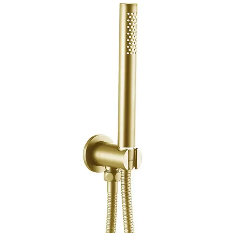 

brushed gold Brass Hand Shower Set Wall Mounted Hand Held Brass Shower Head Brass Holder & Hose Water Saving Shower Sprayer