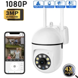 3MP Outdoor Wifi Camera Surveillance Night Vision Full Color Ai Human Tracking 4X Digital Zoom Video Security Monitor Cameras