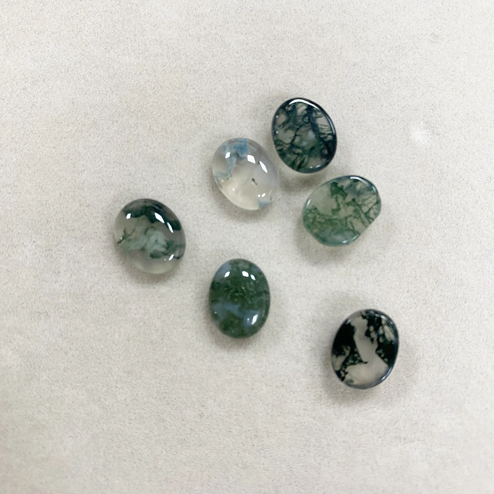 Factory Wholesale Natural Aquatic Agate Cabochon Dendritic Moss Agate Green Crystal Gemstone for Ring Earring Jewelry Making - Image 5
