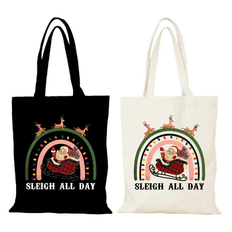 New Year Gift the Tote Bag Canvas Merry Christmas Women's Shoulder Bag Lady Bags Handbags Eco Shopper Woman Cloth Shopping Man