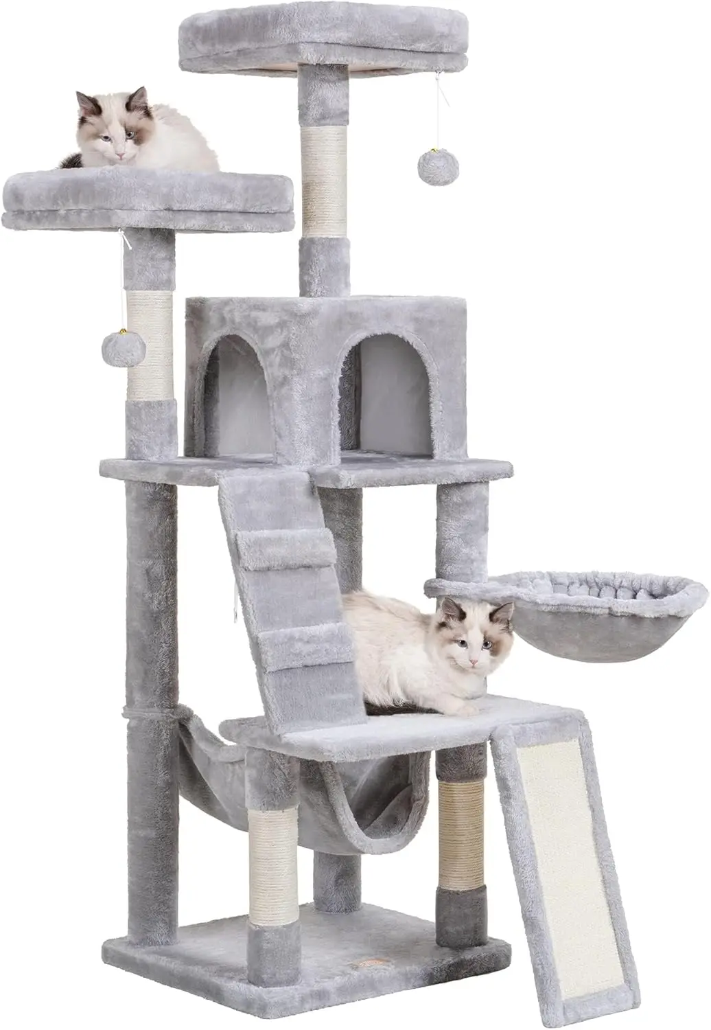 Cat Tree, Cat Tower Multi-Level Cat Furniture Condo for Cats with Padded Plush Perch Cozy Basket Scratching Board