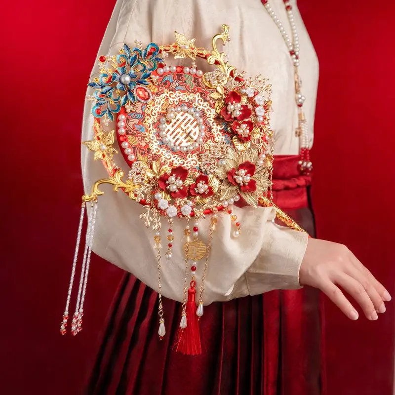 

Круглый веер, свадебная тяжелая промышленность, китайский стиль, старшая матч, система Мин, сумка из материала ручной работы «сделай сам»