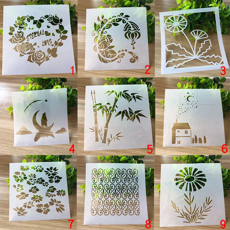 Flower Plant Pattern Stencils For Painting Drawing Template For Children Diy Scrapbook Journal Notebook Decor Hollow Template