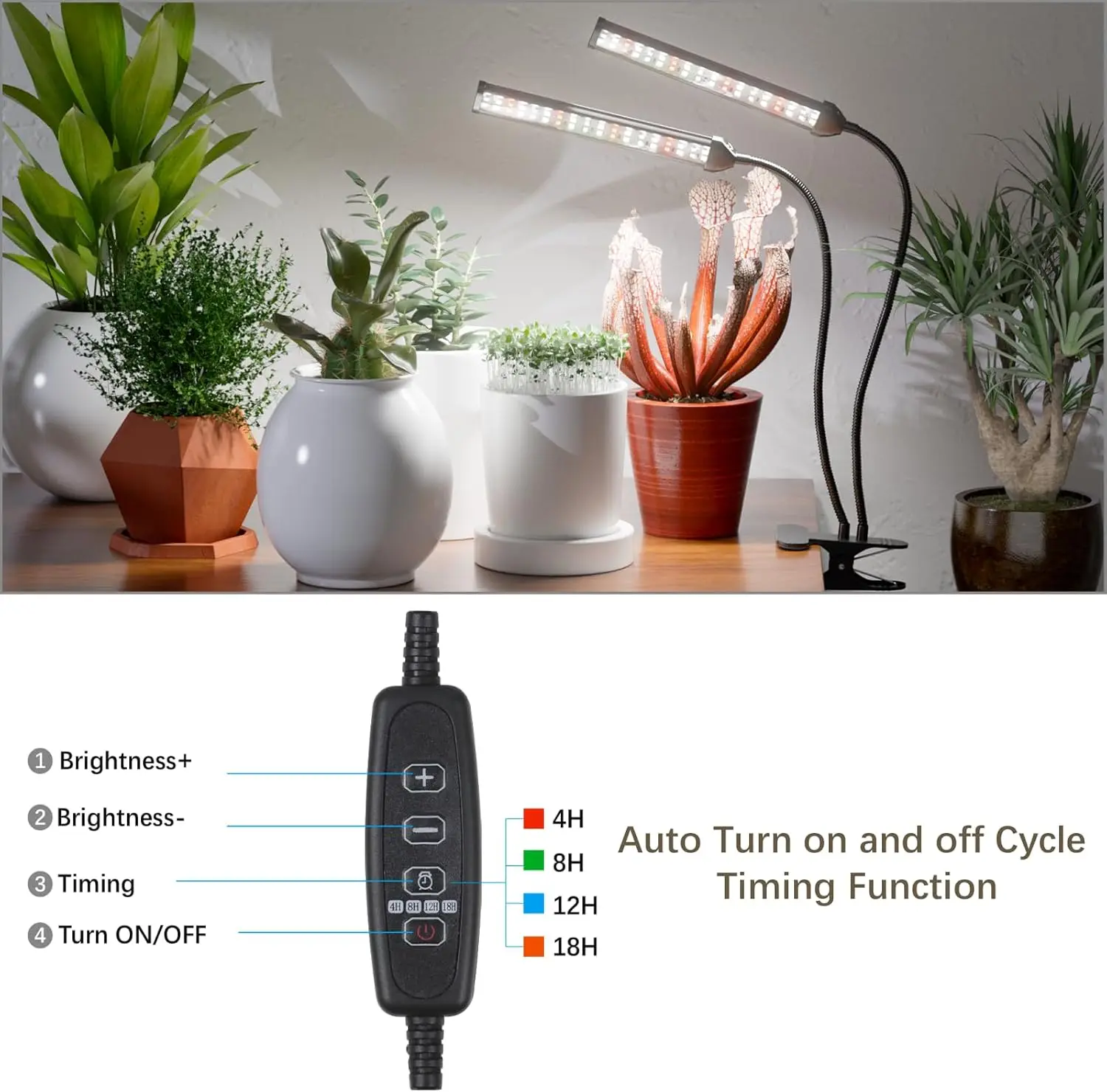 Grow Light 6000K Super Bright White Desktop Clip Plant Lamp for Seedlings Succulents Seeds Starting Indoor Plants Growing