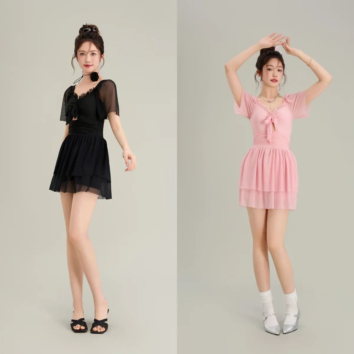 

Новый высококачественный цельный купальник Ins Sweet and Fresh Купальник в стиле юбки с открытой спиной, стильный купальник