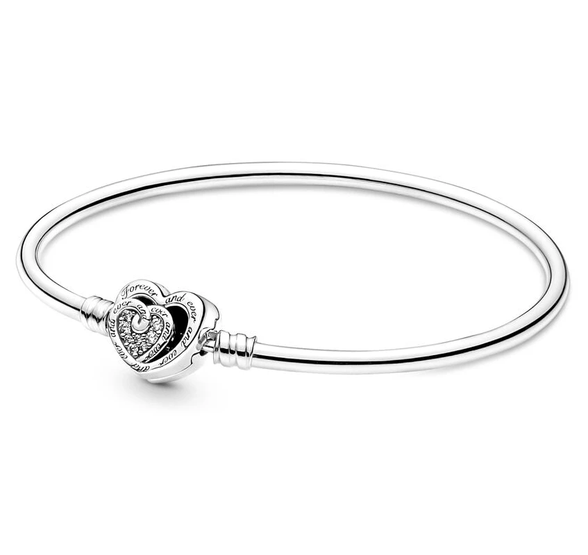 

Authentic 925 Sterling Silver Moments Entwined Infinite Hearts Clasp Bracelet Bangle Fit Bead Charm Diy Fashion Jewelry