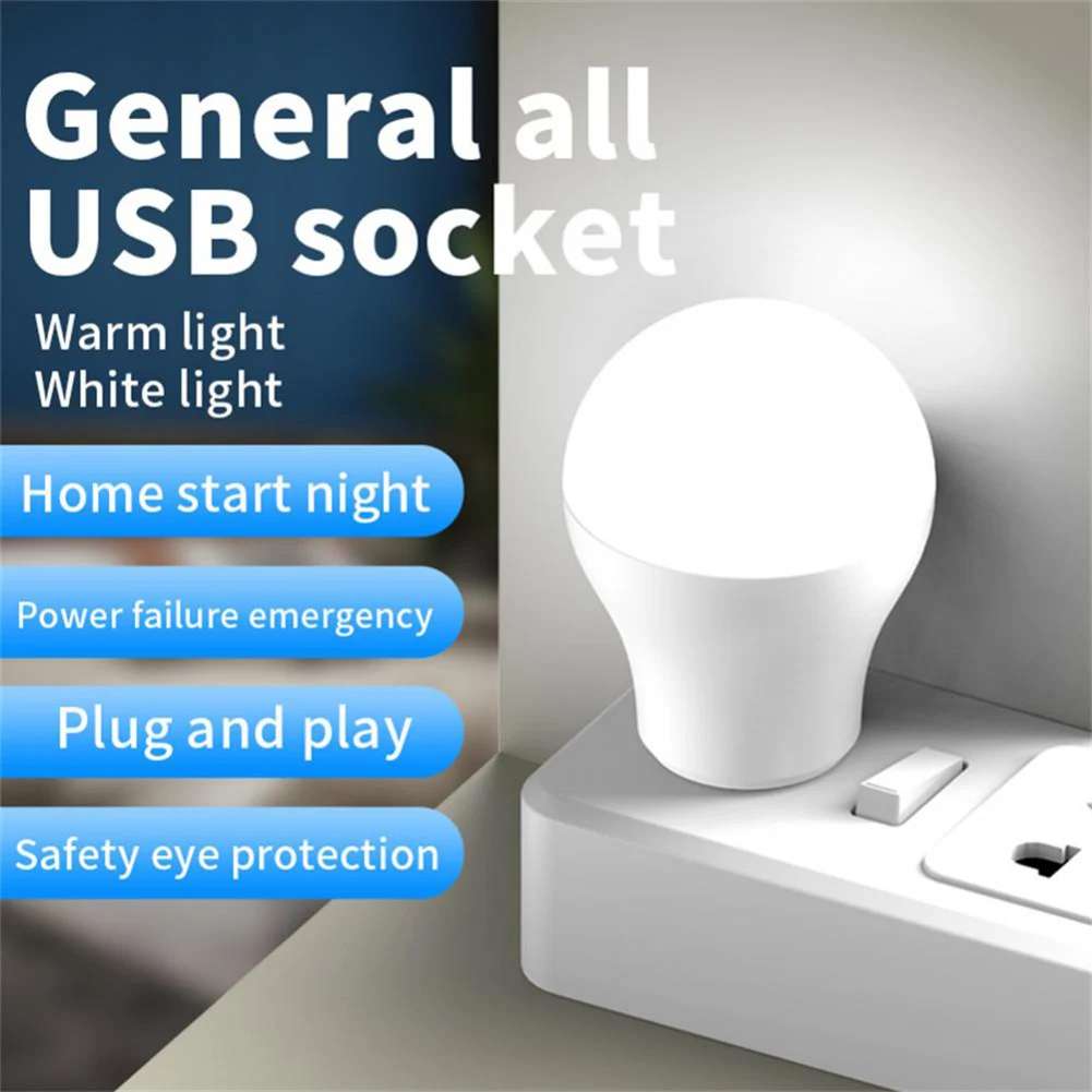 Rechargeable Lamp USB Lamp Mini LED Night Light Power Bank Charging USB Book Lights Small Round Reading Desk Lamp Bulb