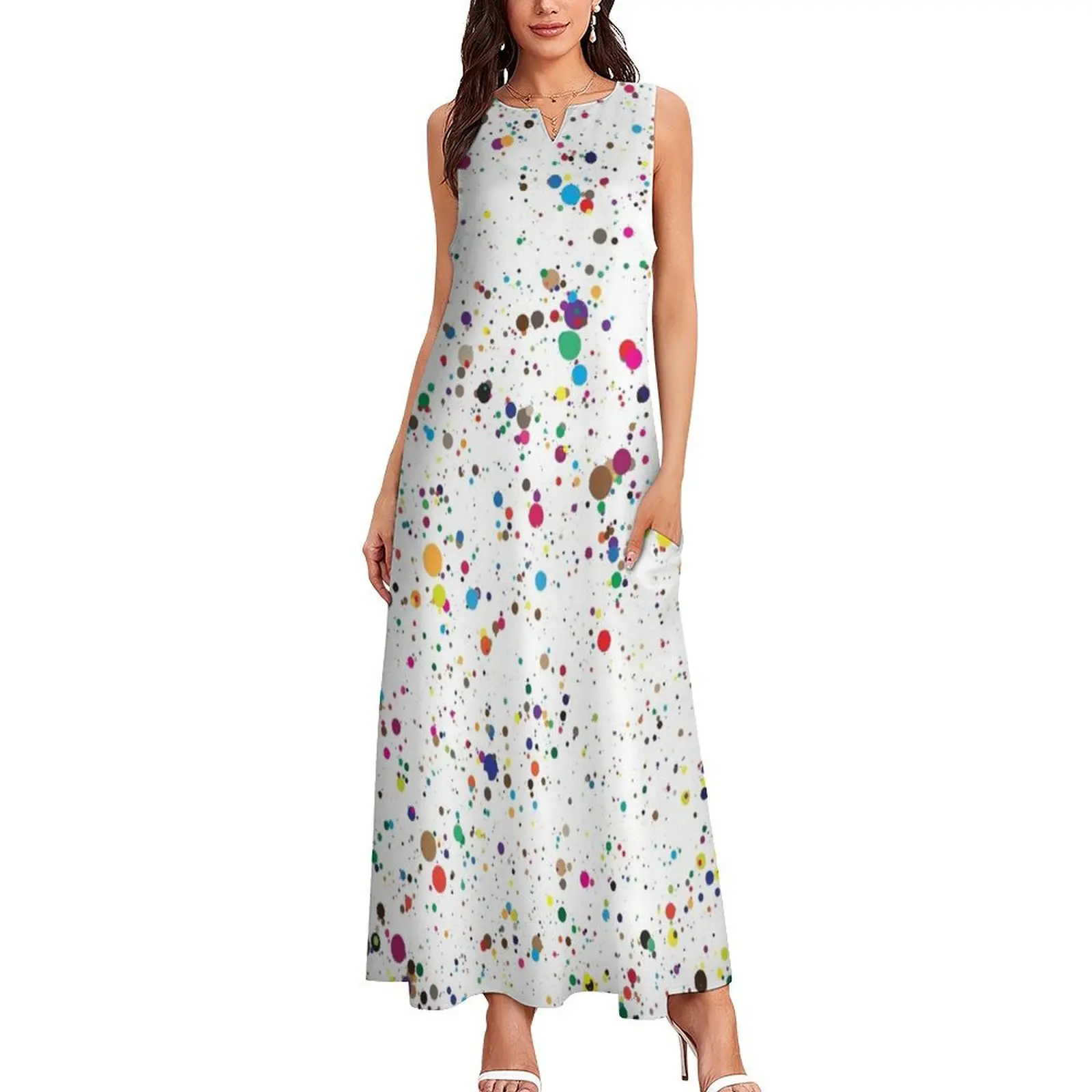 colorful paint splatter confetti Long Dress luxury dresses Women's evening dress birthday dress for women