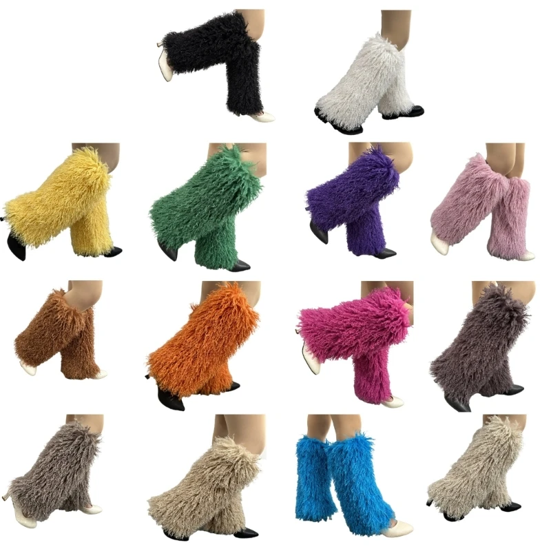 Women's Faux Furs Leg Warmers Boot Winter Warm Foot Cover Y2K JK Uniform Clothes