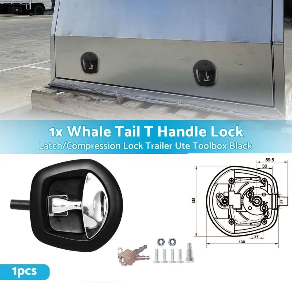 Baleia Tail Lock para caminhões e reboques, T-Style Lock, resistente e confiável, feito de material de alta qualidade, preto e branco