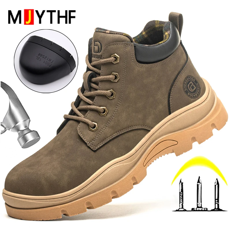 

Качественные кожаные ботинки, мужская обувь, рабочие ботинки с защитой от ударов, обувь со стальным носком, защитная обувь с защитой от проколов, рабочие кроссовки, неразрушимые