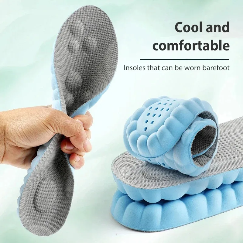 4d Cloud Technology Sports Insole Breathable Sweat Absorbing Barefoot Can Be Worn Arch Pad Shock-absorbing Massage Insole