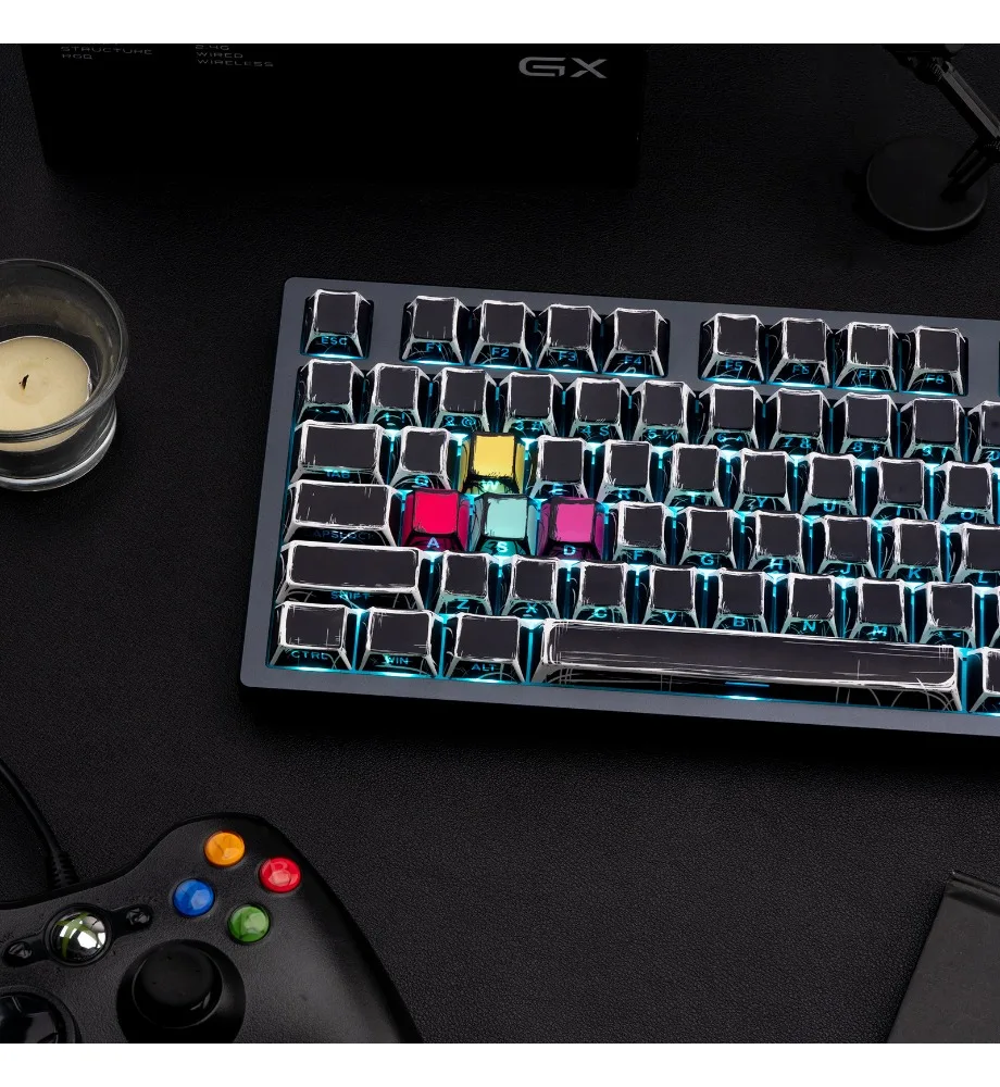Side engraved comic keycaps Original side transparent PBT material Hot sublimation keycaps Suitable for mechanical keyboards