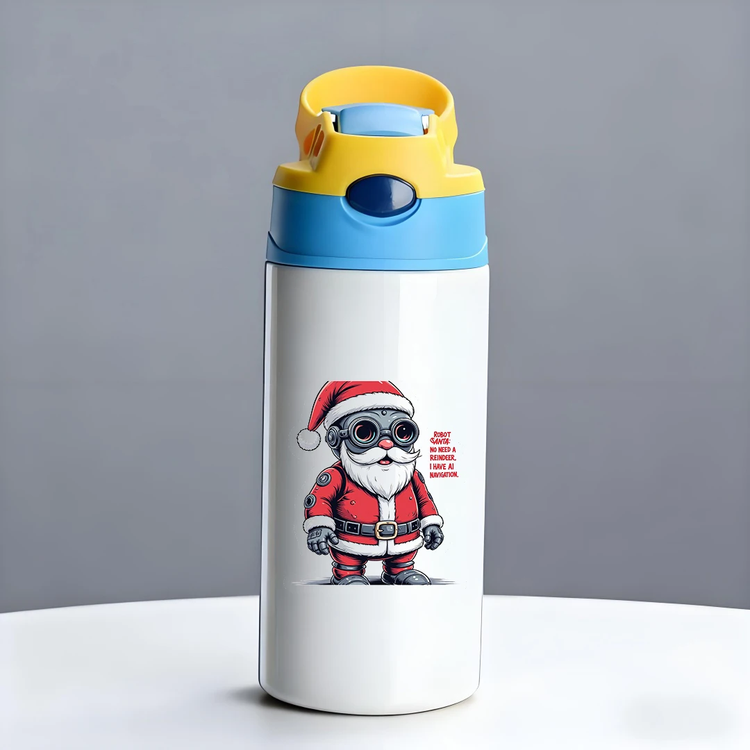 304 tasse thermique en acier inoxydable robot père noël dessin animé tasse de paille AI navigation bouteille d'eau pour enfants cadeau de noël tre