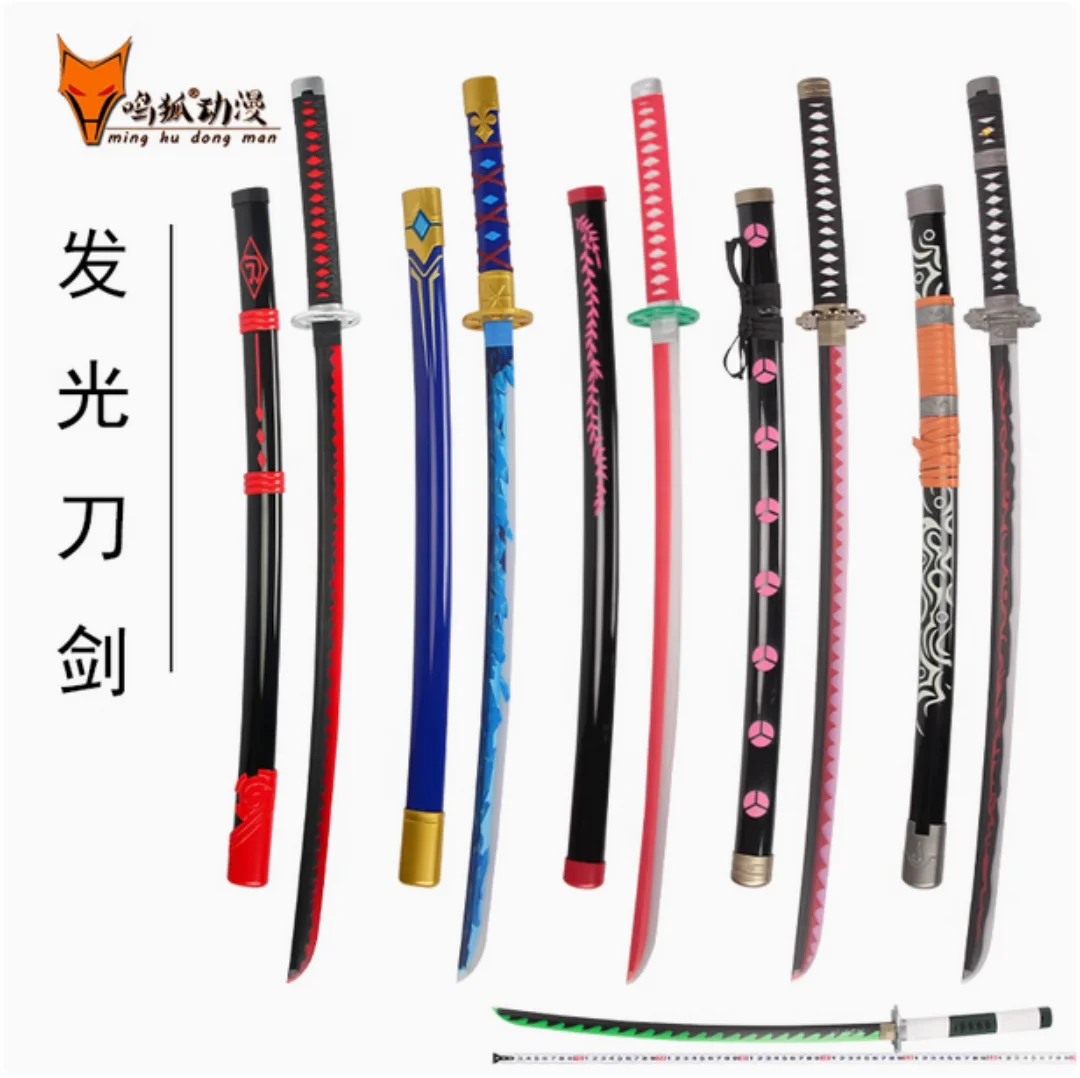 

103cm Luminous Demon Slayer Blade Nichi Rin Tou Roronoa Zoro Japanese Katana Sword Fit Train Cosplay Wooden Weapon Props Unsharp