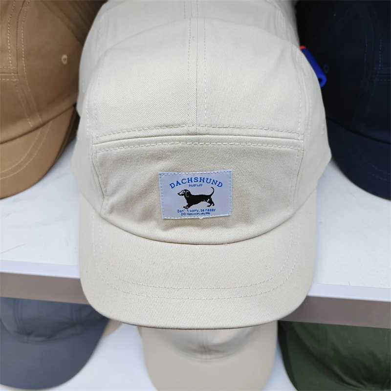 

INSvintage American short-brimmed puppy cap simple thin visor baseball caps for men women trendy Korean-style gorras 모자