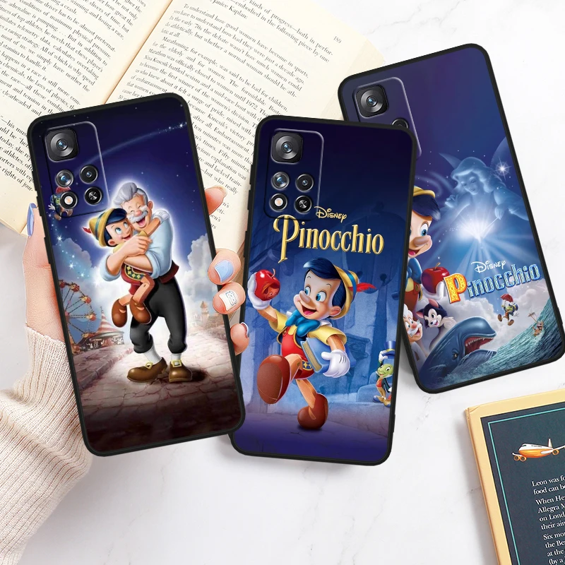 Disney Pinocchio Cute For Redmi Note 13 12 Turbo 11T 11P 11E 11S 10T 10S 10 9 Pro Plus Max Silicone Black Phone Case