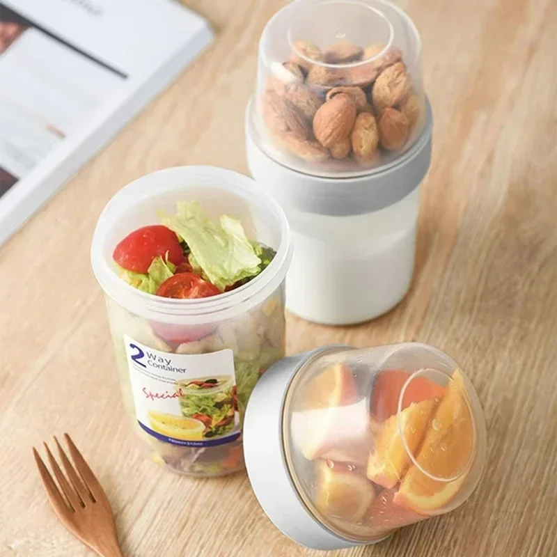 Tazas de desayuno On The Go, taza de ensalada para ir, tomar y ir, cereales de yogur, avena durante la noche, recipientes para aperitivos y parfait