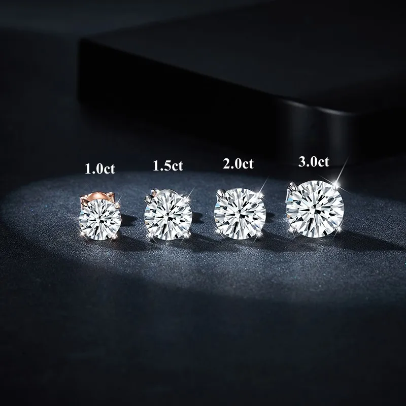 Podążaj za chmurą 3.0 karat 9.0mm Moissanite kolczyki dla kobiet 925 szterling srebrna śruba z powrotem błyszcząca biżuteria ślubna prezenty