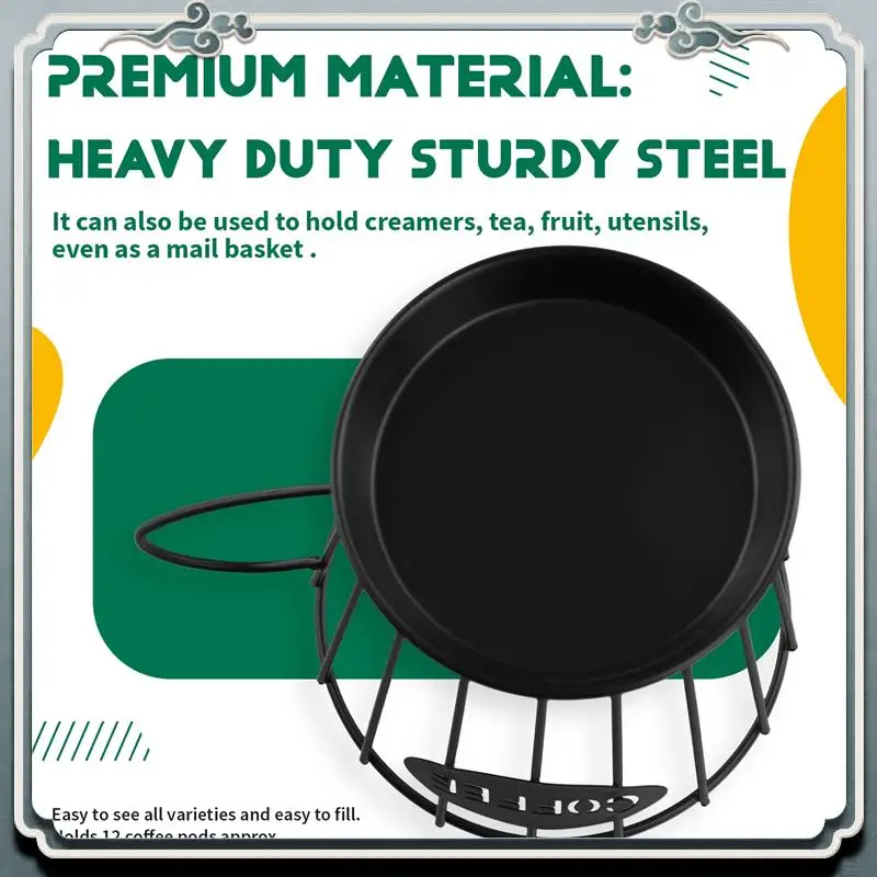 

Durable Coffee Pods Holder Coffee Capsules Storage Basket Kitchen Counter Storage Holders For Espresso Capsules (Small) -Black