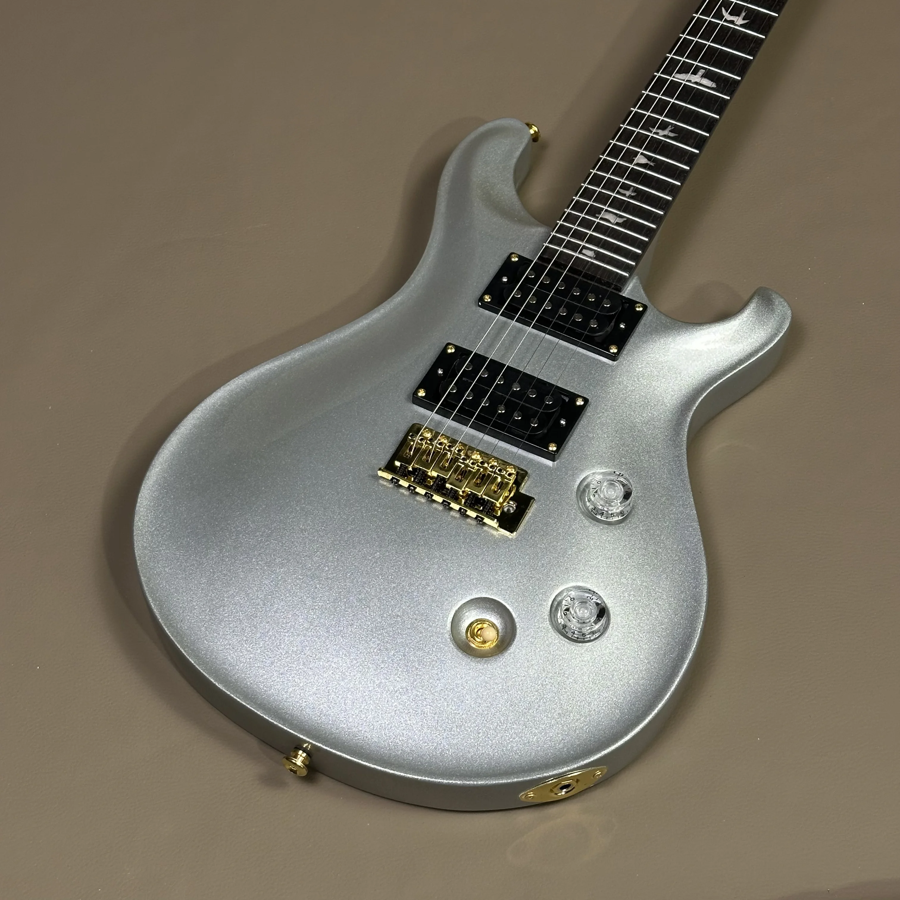 

New Sliver prs Electric Guitar 2H Pickups Mahogany Body Gold hardware Free shipping