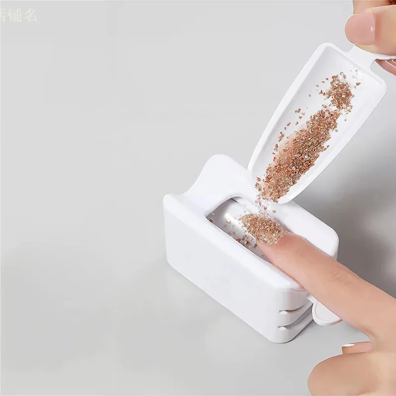 Doppels chicht Nagel Glitter Pulver Recycling Box Dip-System Staubs ammler Strass Behälter halter Maniküre Aufbewahrung koffer