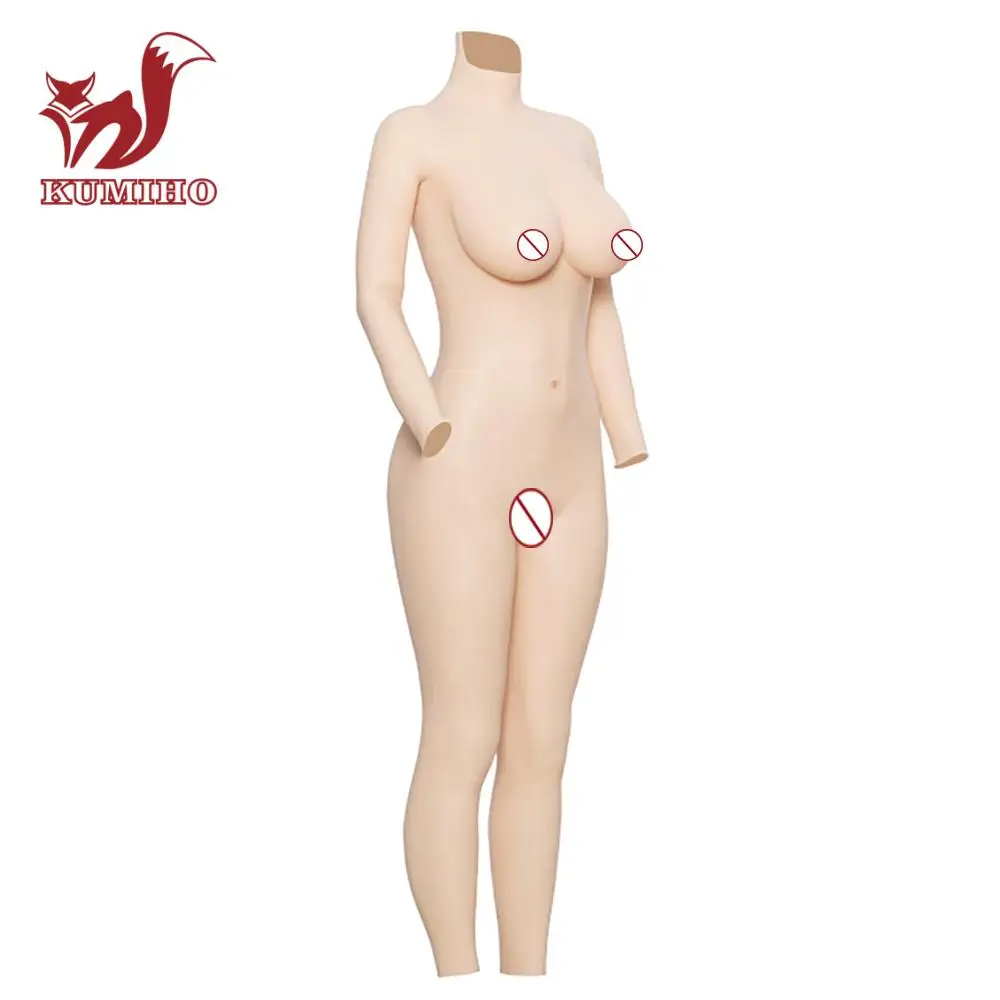 KUMIHO 5G D Cup Silicone Breast Bodysuit with Sleeve Silicone Breasts Forms Fake Vagina Pussy for Crossdresser Transgender