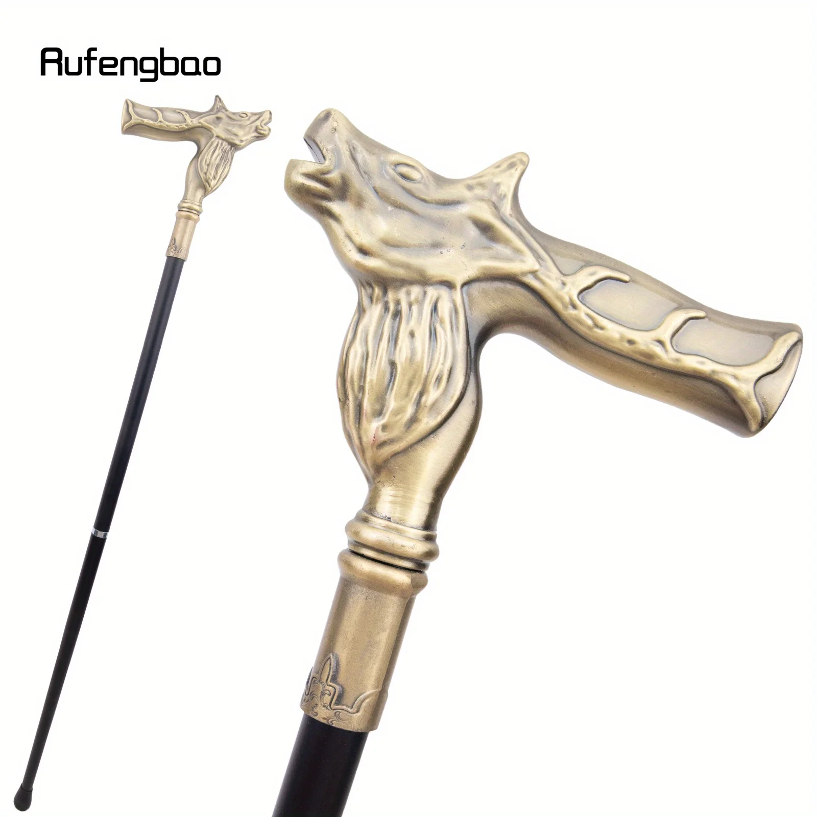 

Copper Deer Walking Cane Fashion Decorative Stick Gentleman Elegant Cane Knob Crosier Performance Stage Cane 92cm