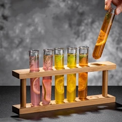 6 Piece Lot Test Tube Cocktail Glass Set With Free Rack Stand Bar KTV Night Club Home Party Shot Glasses Tipsy Holder Wine Cup