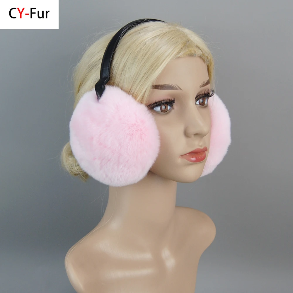 Natural 100% Rex Rabbit Fur Earmuffs Women Fashion Women Warm Russia Winter Real Fur Earmuffs Children Ear Cover For Earlap Girl