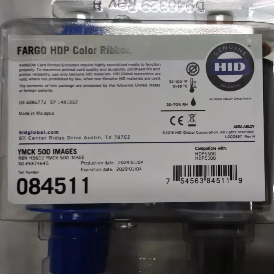 original upgrade 084511 YMCK color ribbon 84500 film for hidFargo HDP5000 HDP5600 card printer