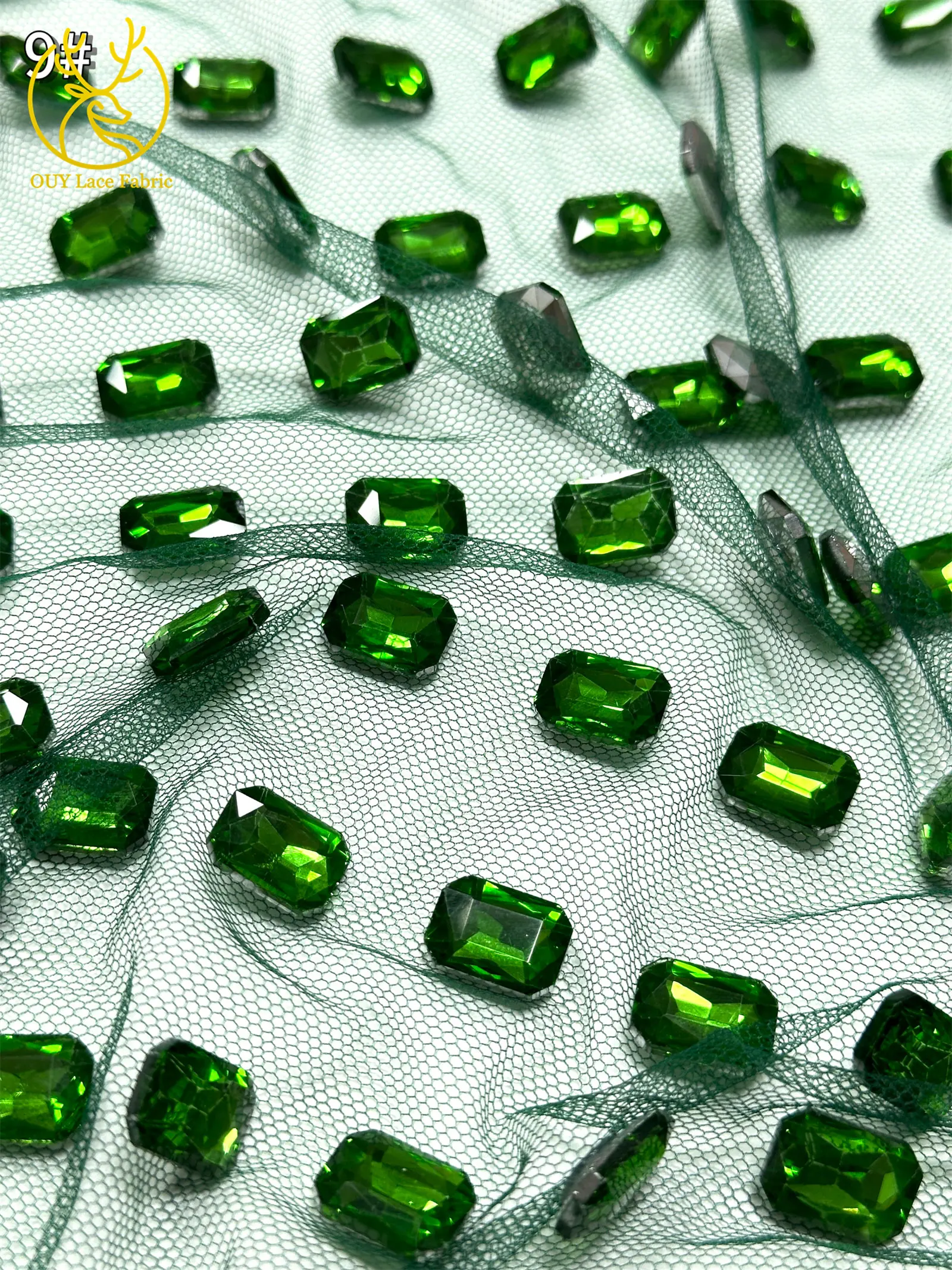 Luxuriöser schwerer Stein-Spitzenstoff, grün, 2026, hochwertiger nigerianischer afrikanischer Tüll-Spitzenstoff, geeignet für Damen-Partykleider – Detail 17