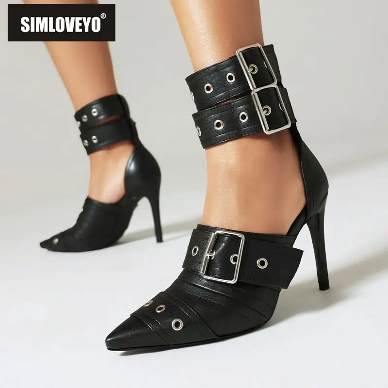 SIMLOVEYO Fashionable Thin High Heels Sandals Pointed Toe Sexy Nightclub Women's Shoes Size 47 48