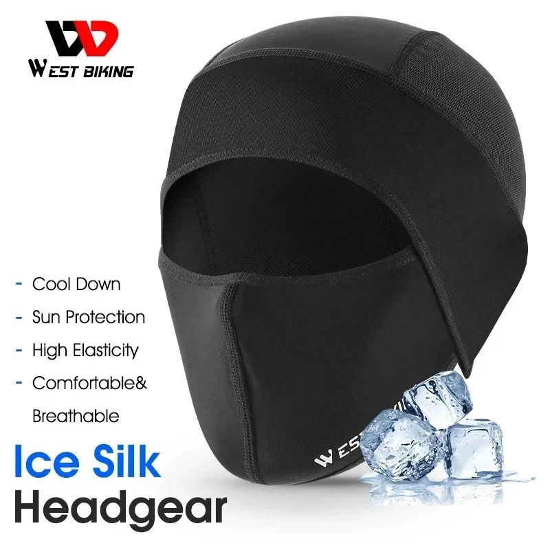 WEST BIKING Summer Cycling Balaclava Mask MTB Motorcycle Helmet Lining Caps Anti-UV Face Protection Cool Ice Silk Sports Caps