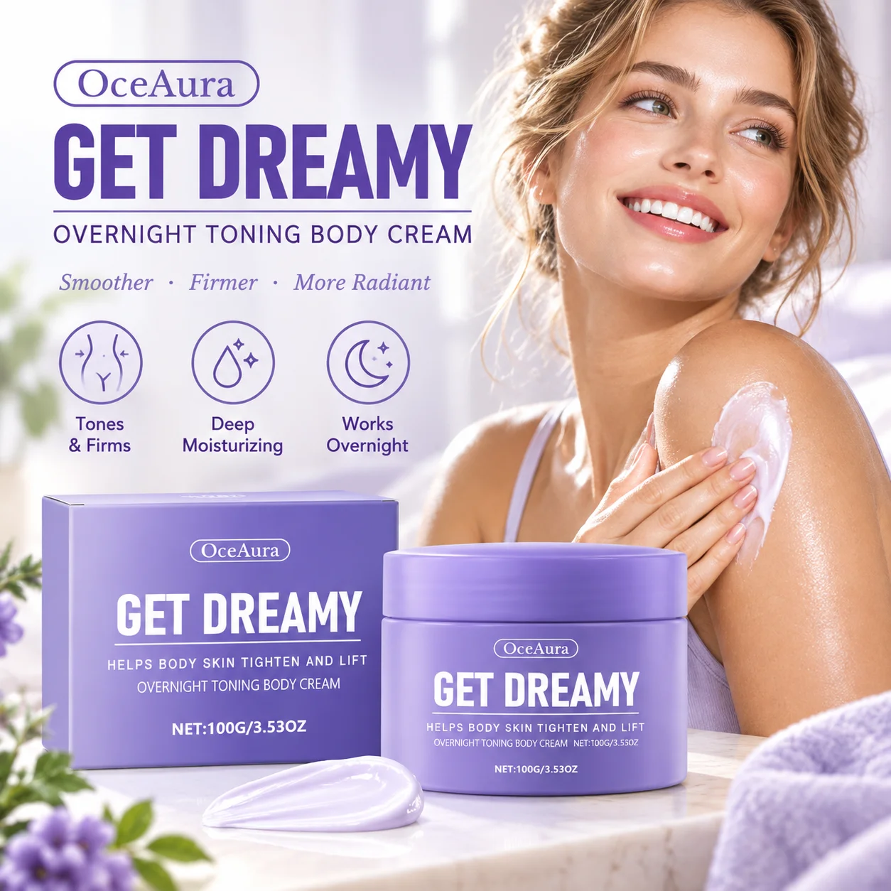 OCEAURA Overnight Toning Whip Cream|Sculpt & Tone Arm Leg Cream,Firming Body Lines Skin Tightening Support While You Sleep Times