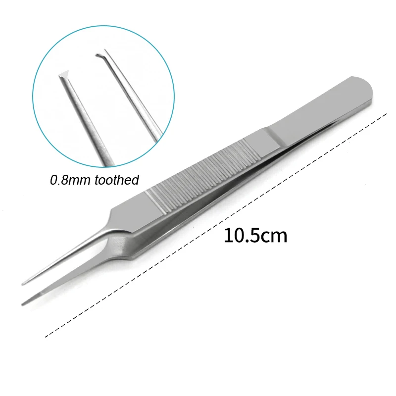 3pcs/set Medical Ophthalmology tweezers tweezers double eyelid fat tweezers 10cm tweezers with teeth (0.4MM,0.6MM,0.8MM)