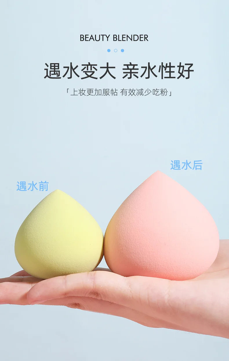 **@Esponja de maquillaje de melocotón, licuadora de belleza sin látex, juego de esponjas de frutas, agua expandible, sin absorción de polvo en caja