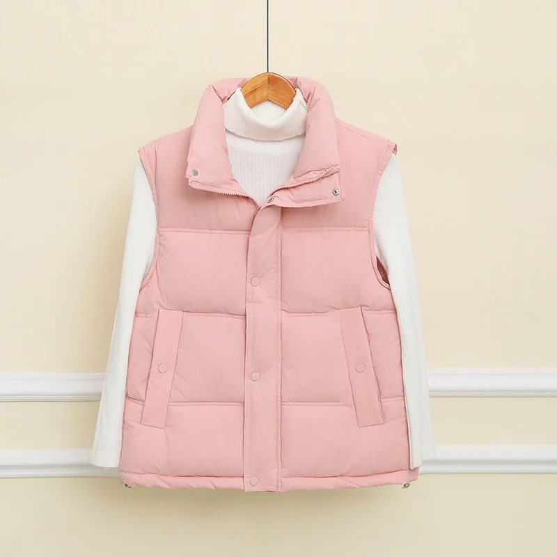 Women Cotton Vest Autumn Winter Fashion Stand Collar Warm Loose Sleeveless Short Jacket Female Waistcoat Chaleco Mujer Outerwear