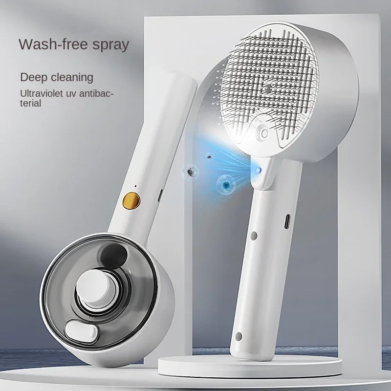 

Расческа для массажа с распылителем для домашних животных, расческа для удаления волос с одним ключом, расческа для кошек, расческа для кошачьей шерсти, УФ-стерилизация и средства для удаления клещей