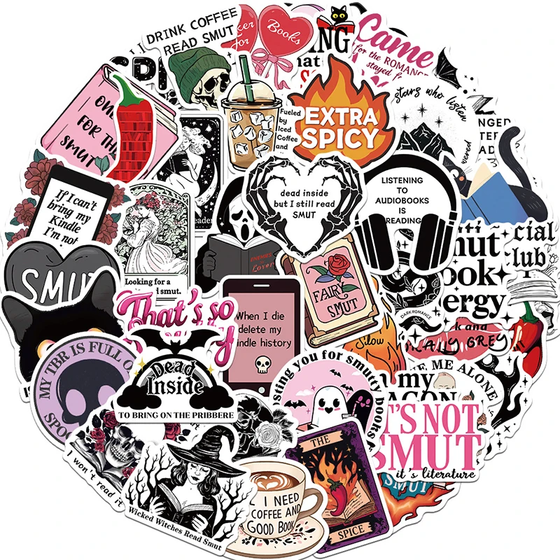 50PCS Bookish Reading Stickers Pack Thriller Book Theme Vinyl Waterproof  Cute Inspirational Stickers Notebook Diary Decoration