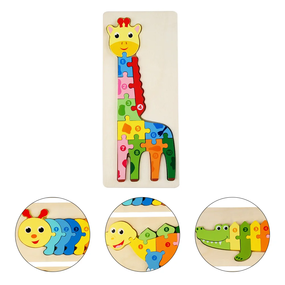 1 stuks houten dierenpuzzel voor kinderen cartoon dinosaurus giraffe educatief leerspel felle kleur fijne motoriek