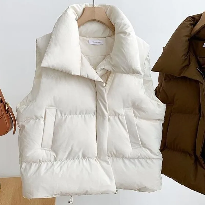 Women  Feather  Cotton  Vest  Fall/Winter  New  Korean  Loose  Solid Color  Outer Wear  Vest  Hundred  Horse Jacket  Jacket