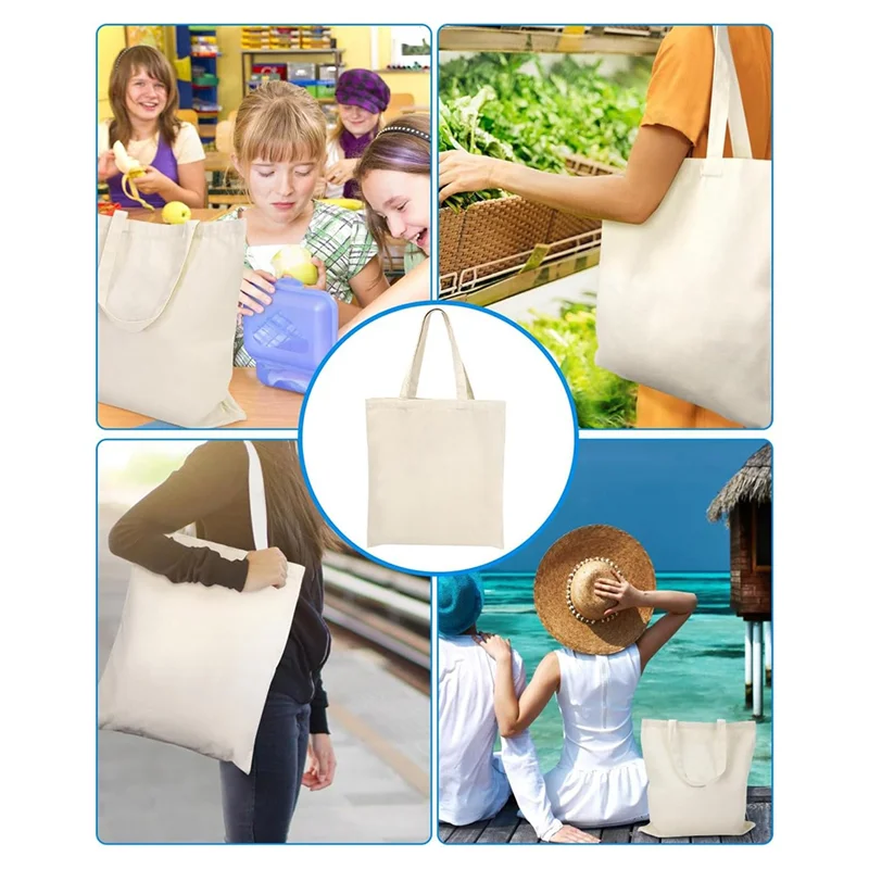 

A92P Canvas Bag Bulk 24 Pack 14X15 Inches Sublimation Tote Bag, 10Oz Light Weight Reusable Grocery Shopping Cloth Bags