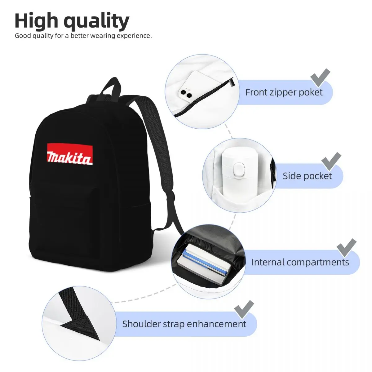 Makitas Tools Backpack for Men Women Fashion High School Business Daypack Laptop Shoulder Bag Gift