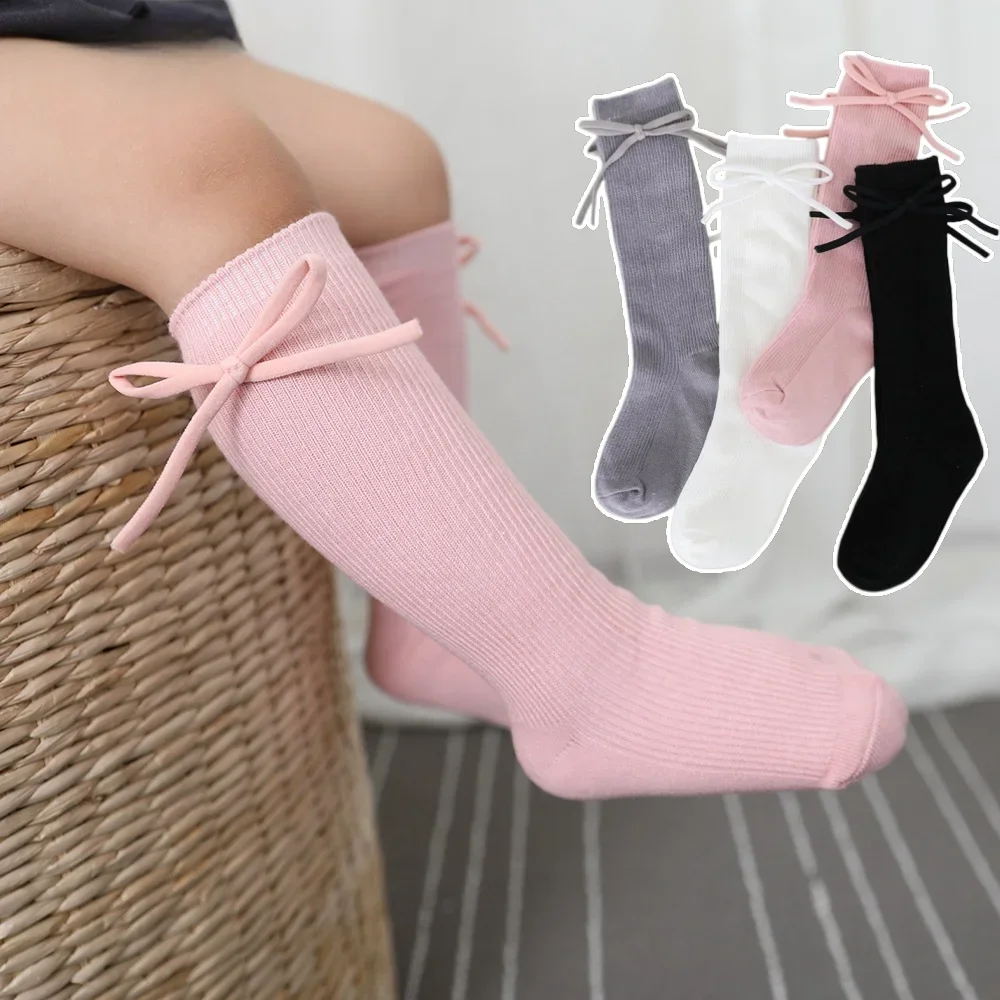 

Baby Toddlers Socks Spring Summer Autumn Children Girls Knee High Long Sock Cotton Big Bow Spanish Style Kids Floor Socks